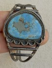 Vintage Native American Navajo Sterling Silver Turquoise Cuff Bracelet  9