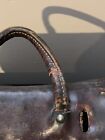 Vintage Wicker Fishing Creel Basket With Leather Trim