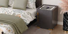 Deep Grey Smart Nightstand W security Safe Lock Box  3-color wireless Charging
