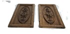 Pair Antique Door Panels Carved Wood Medallions Architectural Reclaimed Salvaged