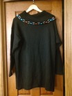 Victoria Jones Vintage Native Silver beaded Jewelry Cowl Sweater dress Size Med