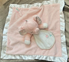 Douglas Baby   Pink   White Elephant Plush Security Blanket Lovey Satin Edge