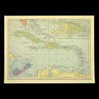 Vintage Caribbean Map West Indies Wall Art Jamaica Cuba Haiti Bermuda Ca 1939
