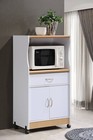 White Wooden Microwave Cart Rolling Kitchen Storage Shelf Stand Utility Cabinet