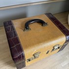 Vintage 1950s American Voyager Train Case Makeup Travel Luggage Tweed Leather