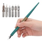 Calligraphy Oblique Nib Pen Point Holder Antique Copperplate Script 6 Nibs