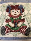 Vtg Quilt Handmade Raggedy Ann andy Applique 16  Square Pillows Sequins beads