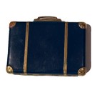 Vintage Mini Suitcase Compact Powder Makeup Mirror Blue   Gold Rare  