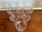  10  Vintage Fostoria Crystal Floral Leaf Etched Champagne Glasses Hollow Stem