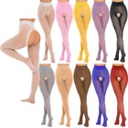 Women Oil Glossy Crotchless Pantyhose Stockings Stretchy Tights Sports Lingerie