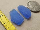 Genuine Beach Sea Glass Surf Tumbled Cornflower Light Blue Two Medium Frosted V1