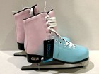 Nattork Figure Ice Skates Stainless Steel Blades Women Size 8 Blue   Pink