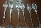 Antique Coin Silver Medallion Set 6 Spoons Rare