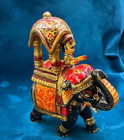 India Ambari Elephant Rider Wood Sculpture Hand Carved Painted Folk Art 6 