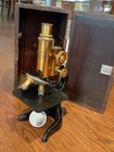 1926 Ernst Leitz Wetzlar Brass Microscope No  259606 W  Original Wood Case