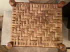 Vintage Handmade Wood Stool Woven Seat Mcm    jennie Alexander    Style Ooak