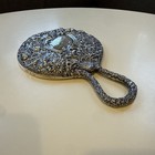 Antique 19th C  Gorham 835 Silver Art Nouveau Repousse Hand Mirror Monogram