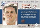 2002 Private Stock Game Worn Jerseys  65 Trent Green Jersey - Fb