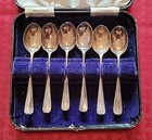 Set Of 6 Vintage Sterling Silver Demitasse Spoons With Blue Display Storage Case