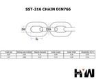 316 Stainless Steel Windlass Anchor Chain 5 16  1 4  Din766 By The Foot