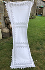 Antique French Handmade Linen   Tape Lace Table Runner     6ft Long
