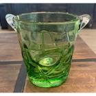 Krosno Vintage Green Handblown Glass Ice Bucket Textured Swirl Mcm Barware 1960s