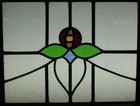 Floral Old English Leaded Stained Glass Window Unframed W Hooks 17 5  X 13 5 