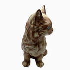Vintage Porcelain Cat Figurine Green Eyes 5 5 Inch 1960s Ceramic Kitten
