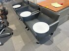 Lot Of 4 Mobile Club Chairs In Gray Leather Finish W  Tablet By Steelcase