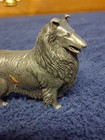 Collie Dog Figurine Gray Metal Dog Breed Collie Decorative Figurine