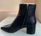 Dolce Vita Bel Black Smooth Leather Boots Side Zip Pointed Toe Ankle Bootie  New