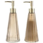 Countertop Gray Smoked Glass And Brass Liquid Soap Pump Dispenser  Set Of 2