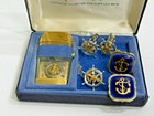 Vintage Scripto Matching Vu-lighter   Cuff Links Anchor Design Set W  Orig Box