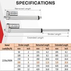 Dc12v 8inch Stroke Linear Actuator With Mounting Bracket 900n 202lbs  Maximum   