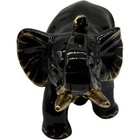 Black Elephant Figurine Gold Accents Ceramic Animal Statue Home Decor