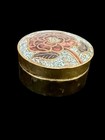 Vintage Brass Small Floral Enamel Pill Box  1970s Vintage Jewelry Accessories