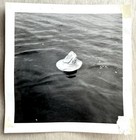 Vtg 1950s Photo Abstract Hat Floating In Water Strange Snapshot