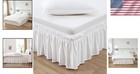 Luxury Dust Ruffle Bed Skirt In Natural White - Easy Install For Queen king Size