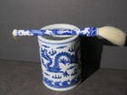 Chinese Porcelain Blue And White Brush Pot With Brush Dragon Motif