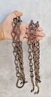 Rare Vintage 2 Pcs Hand Forged Rustic Iron Heavy Chain   Hooks Collectible  