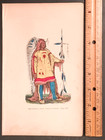 1841 Mah-to-toh-pa Hand Watercolor Lithograph Book Page From Catlin Painting