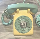 Vintage Bell System Western Electric Rotary Dial Desk Telephone Aqua   Ivory