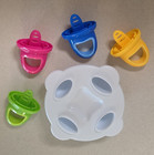Reusable Plastic 4-hole Ice Pop Mold Set W  4 Color Handles   Crystal Light