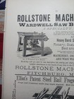 1881 Railroad Print Ad Rollstone Machine Company Fitchburg Ma Wardwell Saw Bench