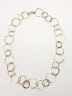 Sterling Silver Hammered Circles Modernist Chain Necklace 23 5     35 6g 