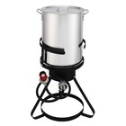 30qt Turkey Pot  10qt Fish Pot  Four Piece Set  Black Circular Iron Frame  Silve