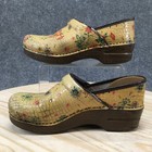 Dansko Shoes Womens 39 Professional Clogs Slip On Floral Print Comfort Yellow
