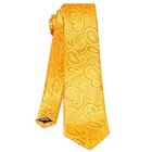 Mens Silk Tie And Pocket Square Cufflinks Clip Set  Dark Yellow Paisley Set