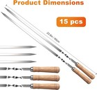 15 Pcs Kabob Skewers 23 6  Large Size Flat Stainless Steel Bbq Skewers