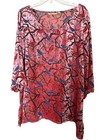 Soft Surroundings Pink Velvet  Neck Tunic Bird   Branch Print Size Xl  